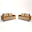 Ver imagem 2 de Sofá 3x2 Lugares Leona Bom Pastor Linho Bege/caramelo