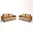 Ver imagem 2 de Sofá 3x2 Lugares Leona Bom Pastor Linho Bege/caramelo