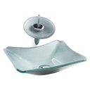 Ver imagem 1 de Kit: Cuba de Vidro Modelo Retrô 38cm + Torneira Cascata + Válvula Click - Cinza claro