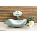 Ver imagem 2 de Kit: Cuba de Vidro Modelo Retrô 38cm + Torneira Cascata + Válvula Click - Cinza claro