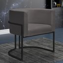 Ver imagem 2 de Kit 2 Poltronas Reforçada Decorativa Sala Nayara Base Ferro Preto Suede Cinza