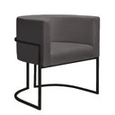 Ver imagem 3 de Kit 2 Poltronas Reforçada Decorativa Sala Nayara Base Ferro Preto Suede Cinza