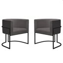 Ver imagem 1 de Kit 2 Poltronas Reforçada Decorativa Sala Nayara Base Ferro Preto Suede Cinza