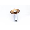 Cuba Vidro Quadrada 36Cm + Torneira Cascata + Válvula + Sifão - Marrom amarelado - 6