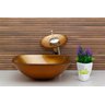 Cuba Vidro Quadrada 36Cm + Torneira Cascata + Válvula + Sifão - Marrom amarelado - 3