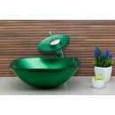 Ver imagem 2 de Cuba Vidro Quadrada 36Cm + Torneira Cascata + Válvula + Sifão - Verde escuro