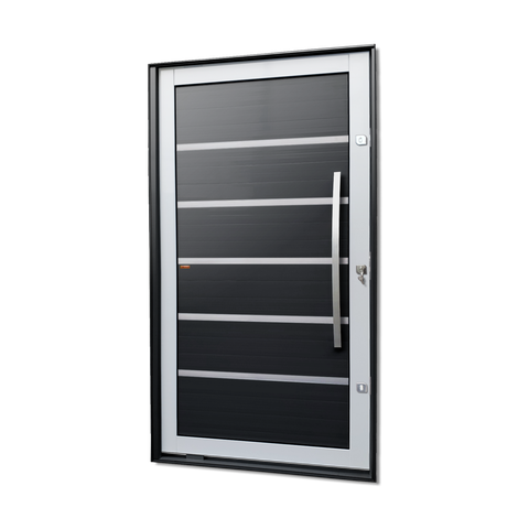 Porta Pivotante Alumínio Lambril Premium c/Pux.D.Elite Mix Preto 216x150 Brimak