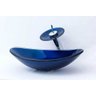 Cuba de Vidro para Banheiros e Lavabos - Oval - Azul Escuro - 4