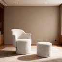 Ver imagem 2 de Poltrona Orgânica com Puff Tecido Boucle Moderna Elegante Decorativa Confortável Sala Espera