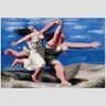 Quadro Picasso Mulheres Correndo Na Praia Vinil Moldura Preta 63X42Cm - 2
