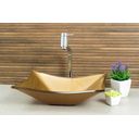 Ver imagem 3 de Cuba de vidro Retangular + Torneira Link + Válvula + Sifão - Marrom amarelado