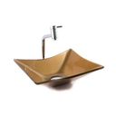 Ver imagem 1 de Cuba de vidro Retangular + Torneira Link + Válvula + Sifão - Marrom amarelado