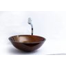 Cuba Vidro Redonda 42cm + Torneira Link Quadrada + Válvula - Marrom - 1
