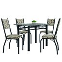 Ver imagem 1 de Conjunto Sala de Jantar Mesa Tampo Granito 1,20m com 4 Cadeiras Diana Preto / Cedro Artefamol