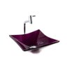 Cuba Vidro Quadrada RT 34Cm + Torneira Link + Válvula + Sifão - Púrpura - 34 x 34 x 12 Cm - 1