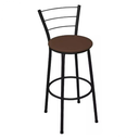 Ver imagem 3 de Kit 4 Banquetas Altas Preta com Encosto Assento Marrom