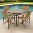 Ver imagem 1 de Conjunto Mesa Dubai em Alumínio Ripado 1,00m com 4 Cadeiras Corda Náutica Bege