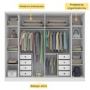 Ver mais imagens de Guarda-Roupa Casal 6 Portas 8 Gavetas com Pés e Puxador MDF Yescasa Branco Neve Portugal