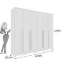 Ver imagem 5 de Guarda-Roupa Casal 6 Portas 8 Gavetas com Pés e Puxador MDF Yescasa Branco Neve Portugal