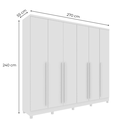 Ver imagem 4 de Guarda-Roupa Casal 6 Portas 8 Gavetas com Pés e Puxador MDF Yescasa Branco Neve Portugal