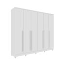 Ver imagem 3 de Guarda-Roupa Casal 6 Portas 8 Gavetas com Pés e Puxador MDF Yescasa Branco Neve Portugal