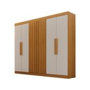 Ver imagem 1 de Guarda-Roupas 6 Portas c/ Portas Ripadas 2 Gavetas Delta Cinamomo/Off White