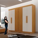 Ver imagem 7 de Guarda-Roupas 6 Portas c/ Portas Ripadas 2 Gavetas Delta Cinamomo/Off White