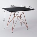 Ver imagem 3 de Conjunto Sala de Jantar Eames de Ferro Cobre e Tampo Quadrado Preto 90cm 4 Cadeiras Vermelhas