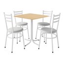 Ver imagem 1 de Conjunto Mesa Branca 70x70cm Tampo Pinus com 4 Cadeiras Epoxi