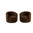 Ver imagem 3 de Conjunto 02 Poltronas + Sofá e Puff Curvo Orgânico Nature Gaia Boucle Marrom- Montanaris Decor