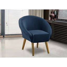 Poltrona Para Sala Decorativa Milena Veludo Azul Adonai Estofados - 1