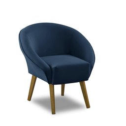 Poltrona Para Sala Decorativa Milena Veludo Azul Adonai Estofados - 4