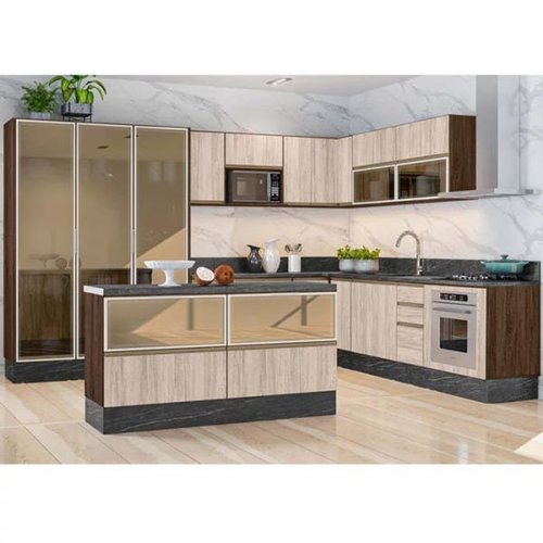 Cozinha Completa Modulada 18 Peças Ii 100% MDF Kali Premium Amendoa Arezzo  Rust Nicioli