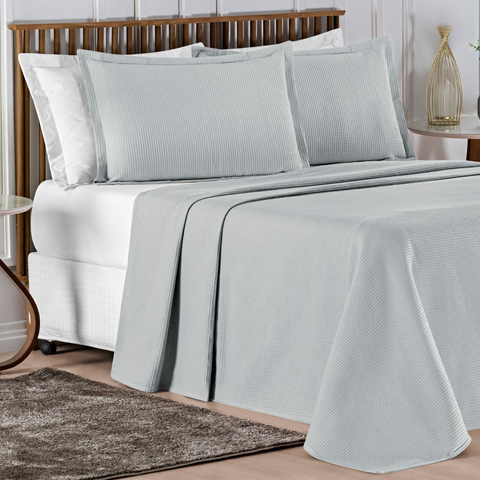Cobreleito King Size 100% Algodão Lisboa 03 Pçs Super Elegante Charm:cinza