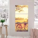 Ver imagem 1 de Quadro Praça Árvore Bicicleta Ao Entardecer Paisagem Vertical Para Sala Corredor 2