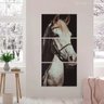Kit Quadro Cavalo Branco decorativo Arte Vertical Para Sala Corredor Recepção Framez em Tecido - 2
