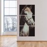 Kit Quadro Cavalo Branco decorativo Arte Vertical Para Sala Corredor Recepção Framez em Tecido - 1