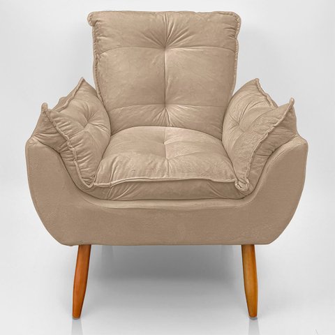 Cadeira Poltrona Opala para Sala Opala Recepção Quarto Confortável Reforçada Premium:capuccino