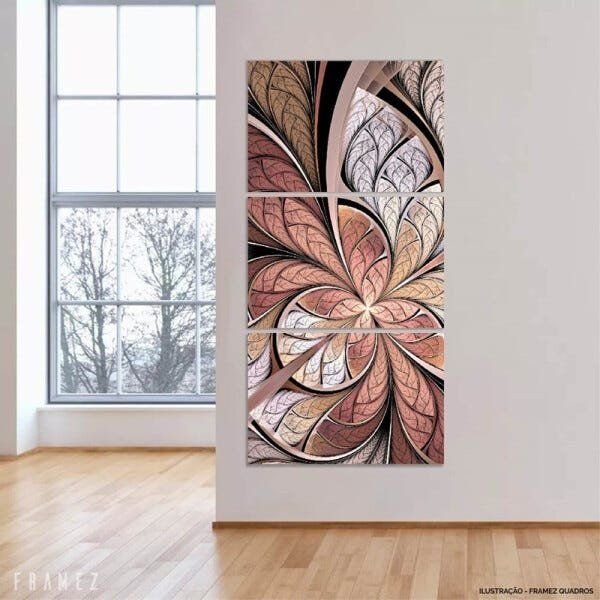 Quadro Abstrato Decorativo Vitral Rose Vertical para Corredor Sala Framez - 1