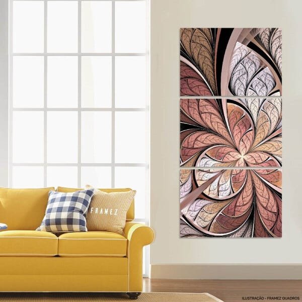 Quadro Abstrato Decorativo Vitral Rose Vertical para Corredor Sala Framez - 2