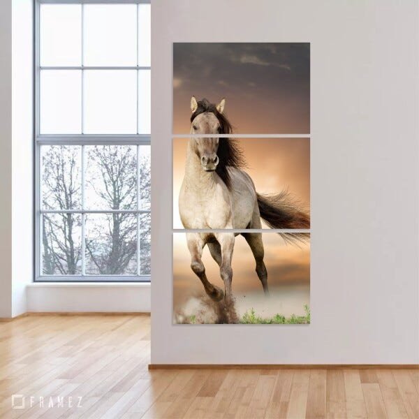 Quadro decorativo Cavalo Vertical Sobre Pôr Do Sol Para Corredor Recepção 60x120 - 2