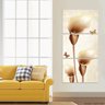 Quadro Flores e Borboletas Artístico Vertical Para Corredor Recepção em Tecido - 1