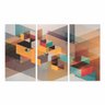 Quadro Abstrato Geométrico decorativo Vintage Jogo 3 Telas Para Sala Escritórios Recepção 105x65 - 3