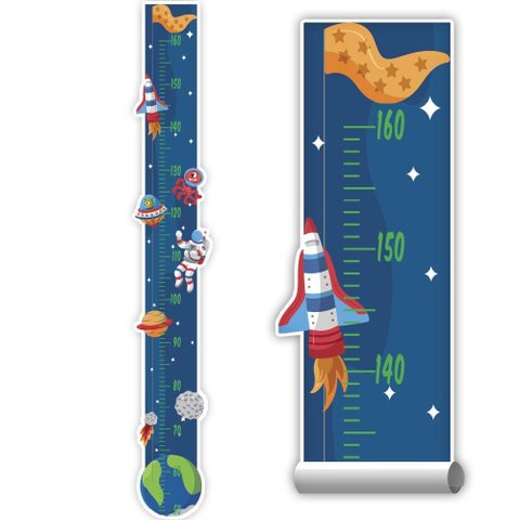 Adesivo Parede Régua Crescimento Astronauta Foguete