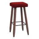 Ver imagem 1 de Banqueta Alta Kiara Estofada em Suede com Pés em Madeira - Vermelho