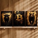 Ver imagem 3 de Kit 3 Quadro Decorativo Bitcoin Cripto Investidor Escritório 28x20cm