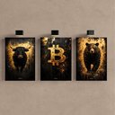 Ver imagem 4 de Kit 3 Quadro Decorativo Bitcoin Cripto Investidor Escritório 28x20cm