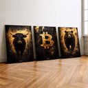 Ver imagem 2 de Kit 3 Quadro Decorativo Bitcoin Cripto Investidor Escritório 28x20cm