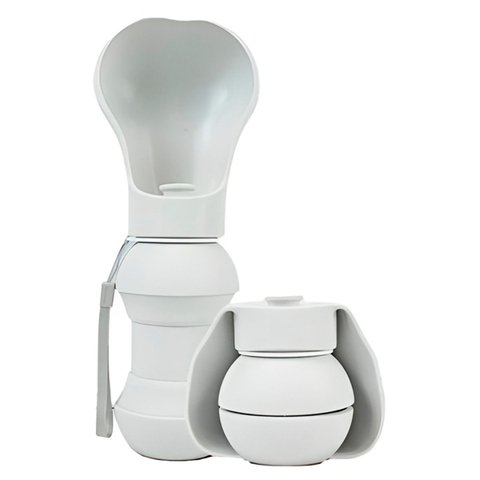 Bebedouro Pet Dobrável Silicone com Calça Branco 300ml