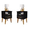 Kit 02 Mesa de Cabeceira Cor Preta Retrô Criado C/ 1 Gaveta Romar 55 - 1